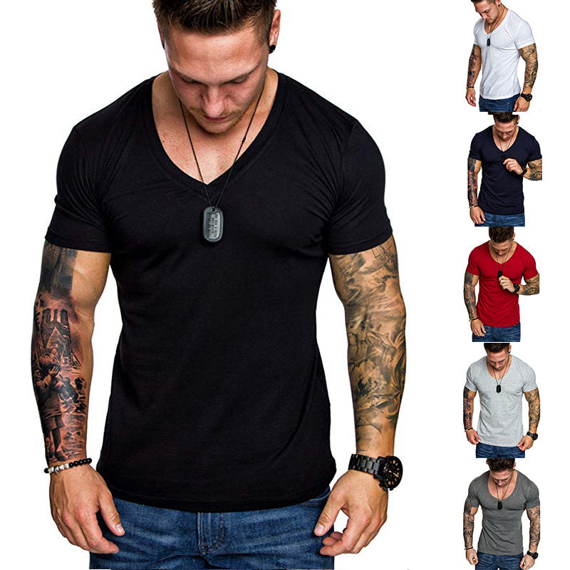 Herren V-Ausschnitt T-Shirt aus hochwertiger Baumwolle mit figurbetonter Passform Echoarchiv