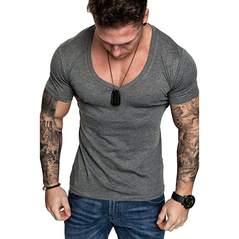 Herren V-Ausschnitt T-Shirt aus hochwertiger Baumwolle mit figurbetonter Passform Echoarchiv
