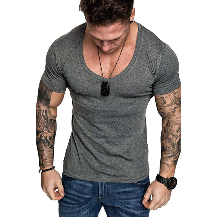 Herren V-Ausschnitt T-Shirt aus hochwertiger Baumwolle mit figurbetonter Passform Echoarchiv