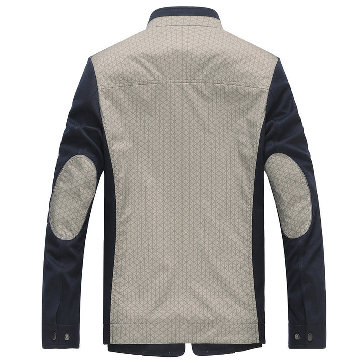 Herren Hybrid-Übergangsjacke mit gesteppter Front, Jersey-Ärmeln und Stehkragen – Taviero