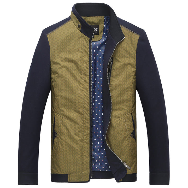 Herren Hybrid-Übergangsjacke mit gesteppter Front, Jersey-Ärmeln und Stehkragen – Taviero