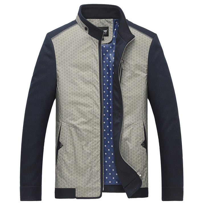 Herren Hybrid-Übergangsjacke mit gesteppter Front, Jersey-Ärmeln und Stehkragen – Taviero