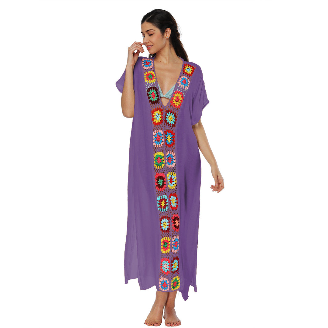Damen Häkel-Strandkleid mit buntem Blumendesign Echo Archiv
