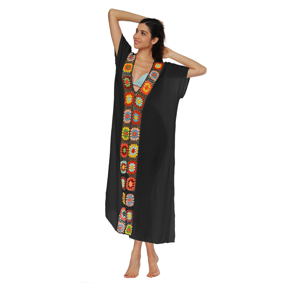 Damen Häkel-Strandkleid mit buntem Blumendesign Echo Archiv