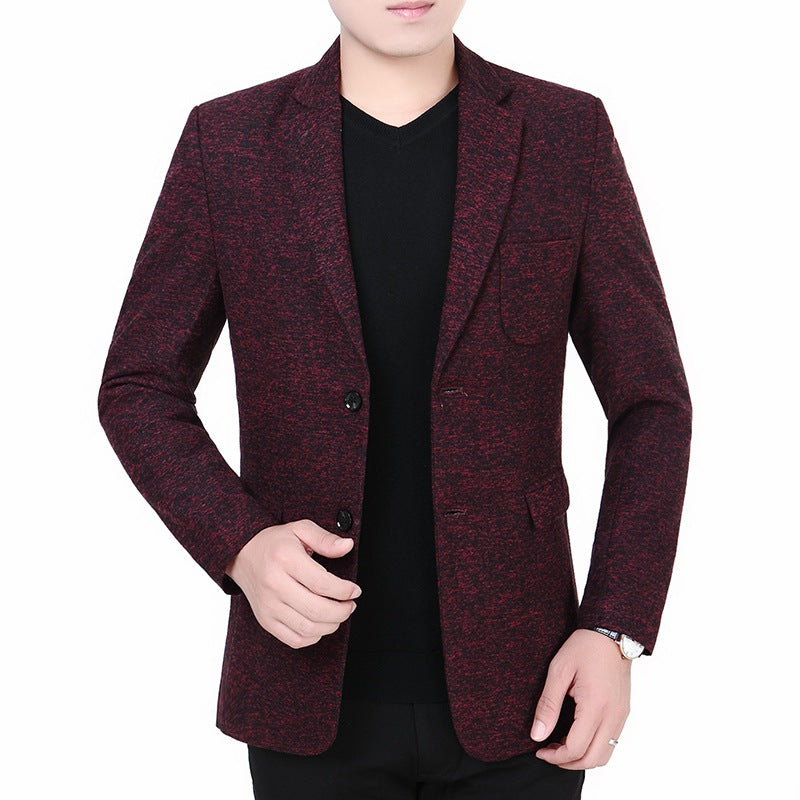 Herren Melierter Jersey-Blazer mit leichter Struktur und Zwei-Knopf-Silhouette – Tianoro