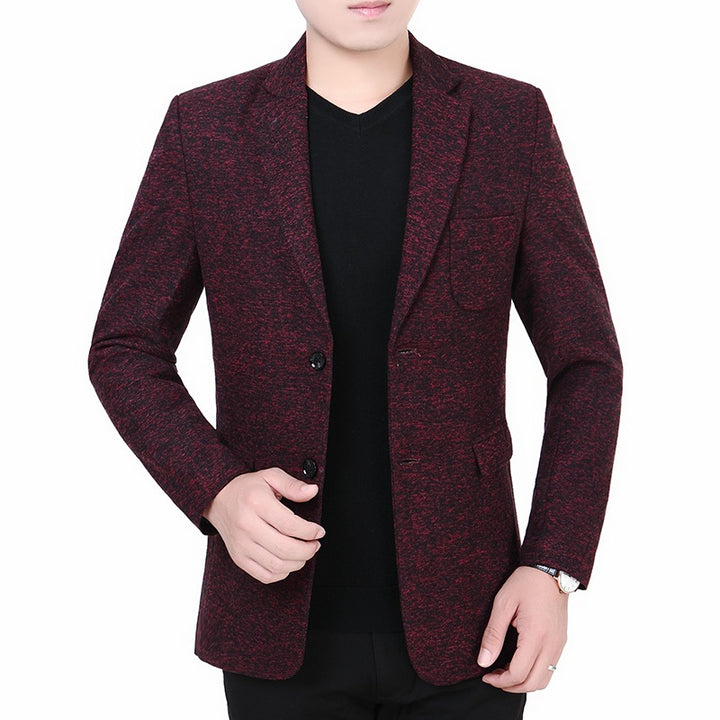 Herren Melierter Jersey-Blazer mit leichter Struktur und Zwei-Knopf-Silhouette – Tianoro