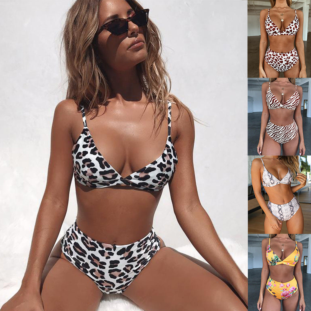 Damen Floral Triangel-Bikini-Set mit hohem Bund Echo Archiv