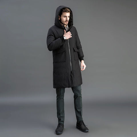 Herren Gefütterter Funktions-Parka mit Kapuze und knieumspielender Steppfüllung Echoarchiv