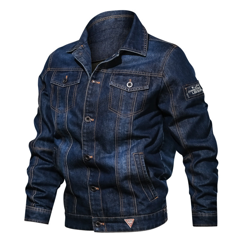 Herren Denim-Truckerblouson mit geradem Schnitt, Brustklappen und markanter Kontrastnaht – Denvaro