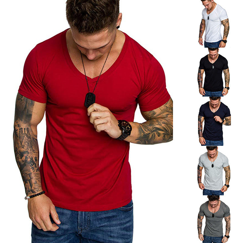 Herren V-Ausschnitt T-Shirt aus hochwertiger Baumwolle mit figurbetonter Passform Echoarchiv