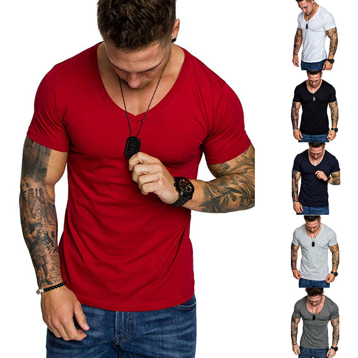 Herren V-Ausschnitt T-Shirt aus hochwertiger Baumwolle mit figurbetonter Passform Echoarchiv