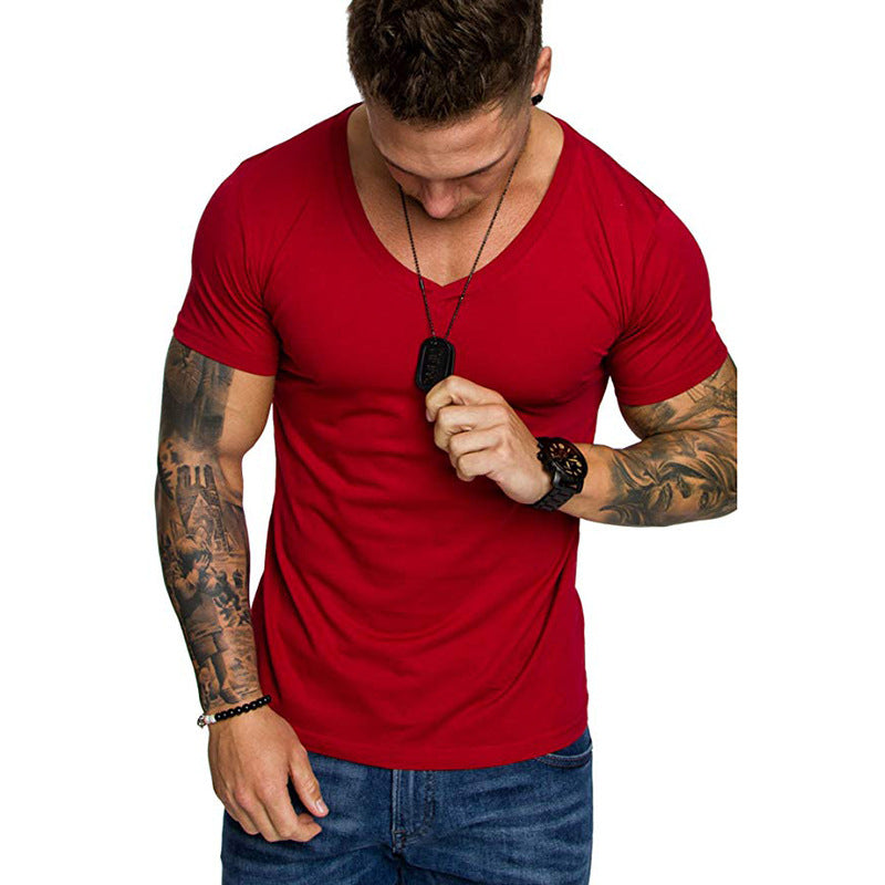Herren V-Ausschnitt T-Shirt aus hochwertiger Baumwolle mit figurbetonter Passform Echoarchiv