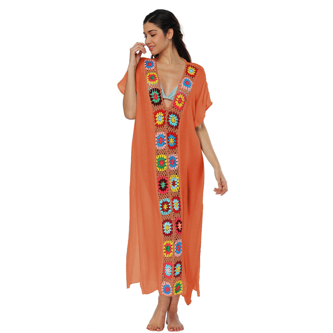 Damen Häkel-Strandkleid mit buntem Blumendesign Echo Archiv