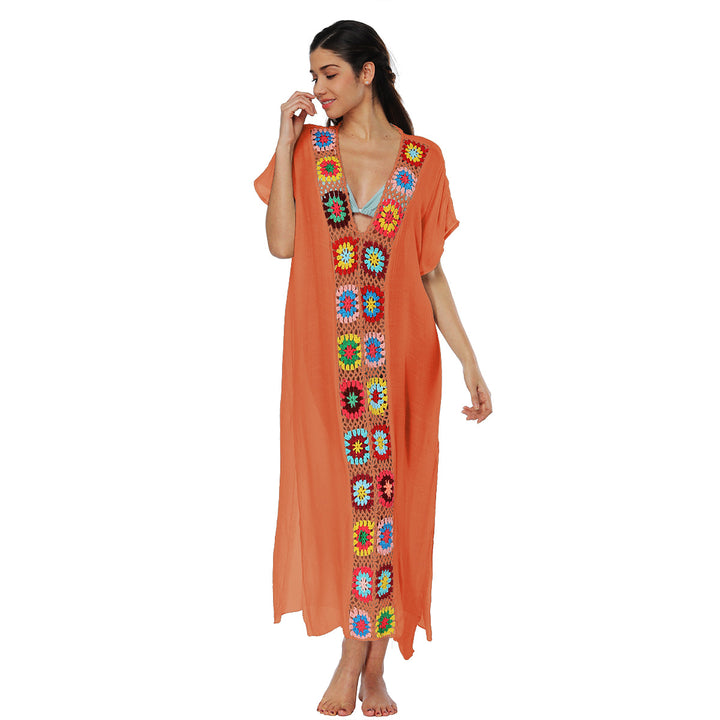 Damen Häkel-Strandkleid mit buntem Blumendesign Echo Archiv