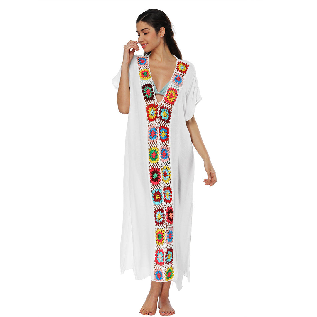 Damen Häkel-Strandkleid mit buntem Blumendesign Echo Archiv