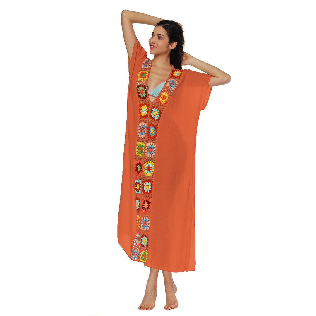 Damen Häkel-Strandkleid mit buntem Blumendesign Echo Archiv
