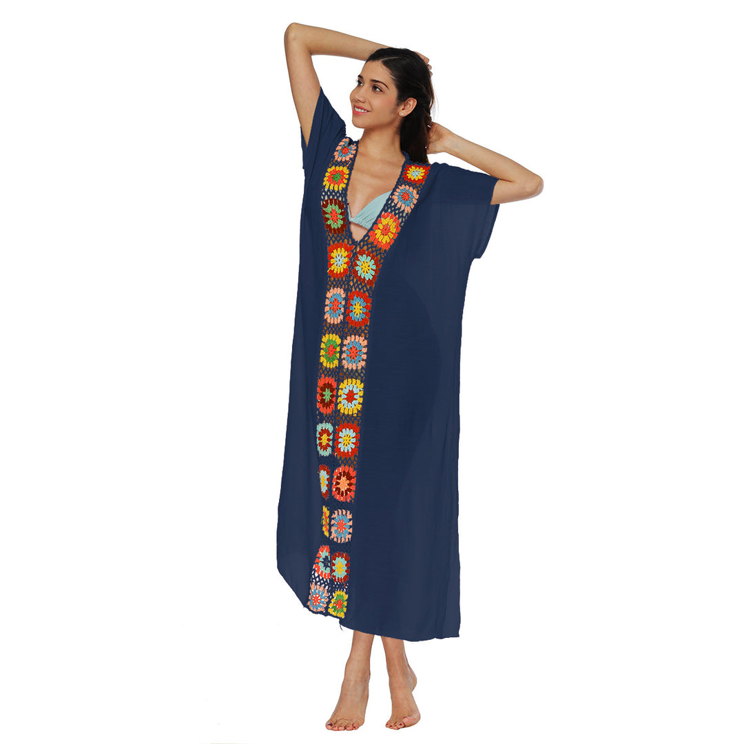 Damen Häkel-Strandkleid mit buntem Blumendesign Echo Archiv