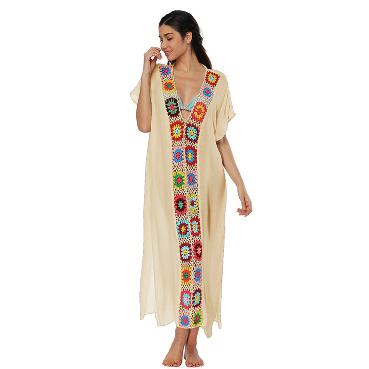Damen Häkel-Strandkleid mit buntem Blumendesign Echo Archiv