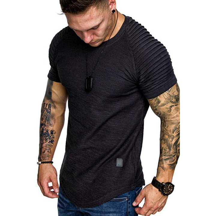 Herren modisches T-Shirt mit strukturierten Ärmeln Echoarchiv