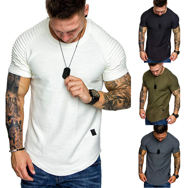 Herren modisches T-Shirt mit strukturierten Ärmeln Echoarchiv