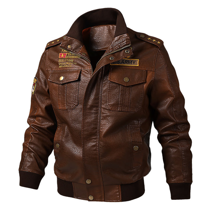 Herren Modische Kunstlederjacke im Militärstil Echo Archiv