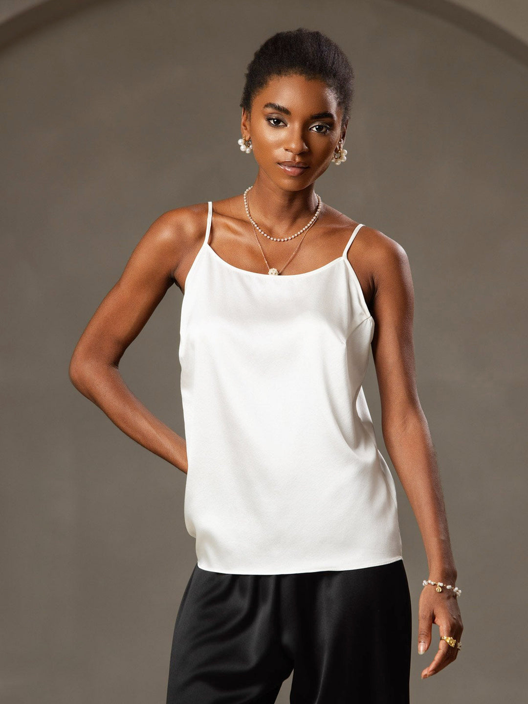 Echoarchiv | Seide Entspannt Spaghettiträger Camisole Top