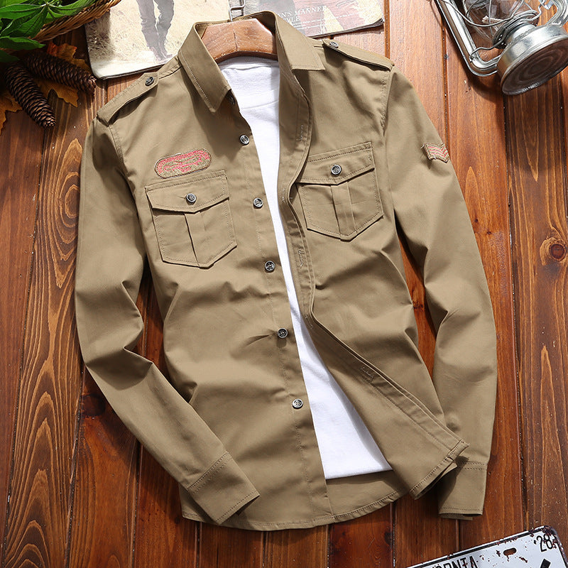 Herren Utility-Hemdjacke mit Brusttaschen und Schulterklappen Echo Archiv
