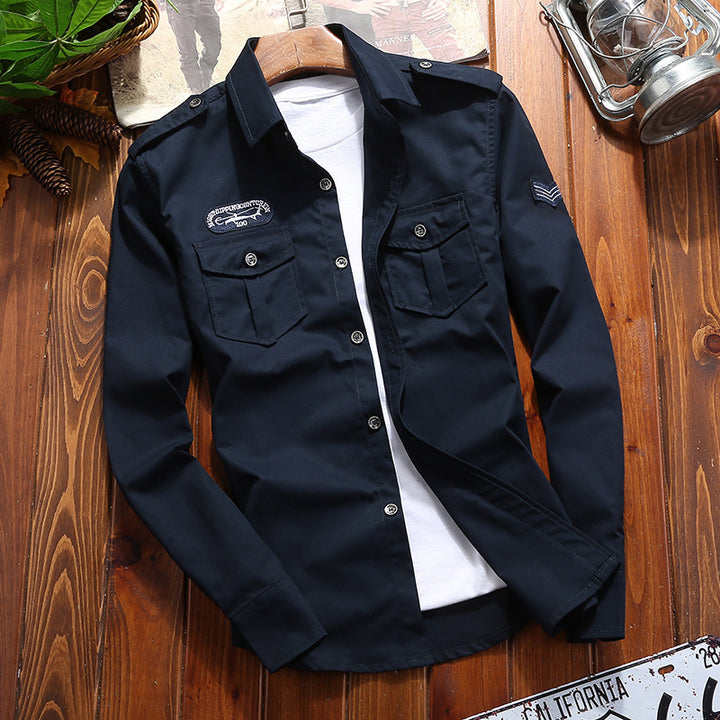 Herren Utility-Hemdjacke mit Brusttaschen und Schulterklappen Echo Archiv
