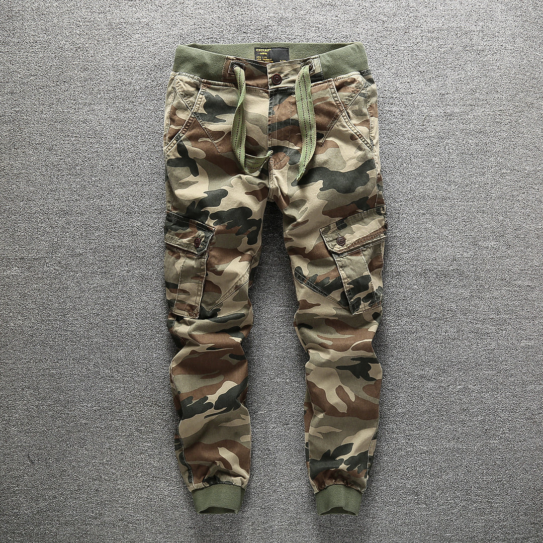 Herren Cargohose im Army-Stil mit elastischem Bund, Kordelzug und Bündchen Echoarchiv