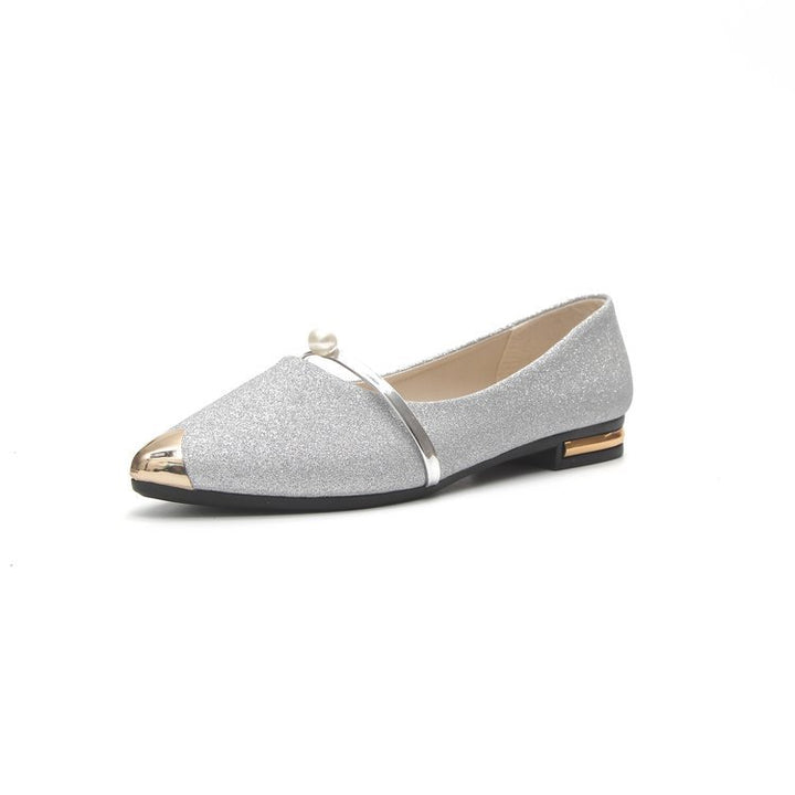 Damen nan elegante Glitzer-Slipper mit spitzer Metallkappe, perlenbesetztem Spannriemen und flachem Absatz Echo Archiv