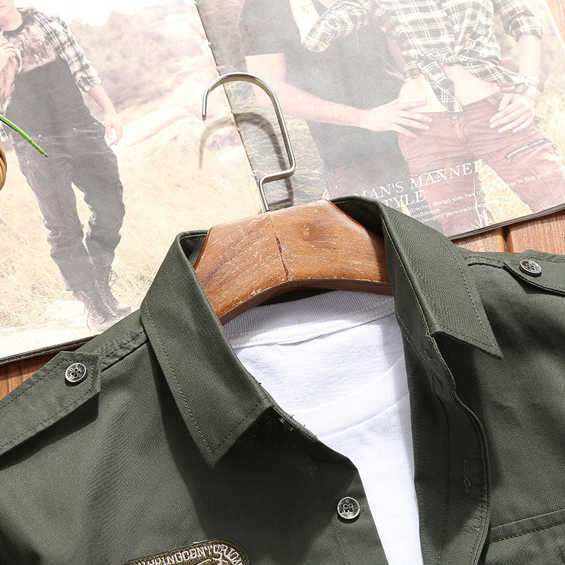 Herren Utility-Hemdjacke mit Brusttaschen und Schulterklappen Echo Archiv