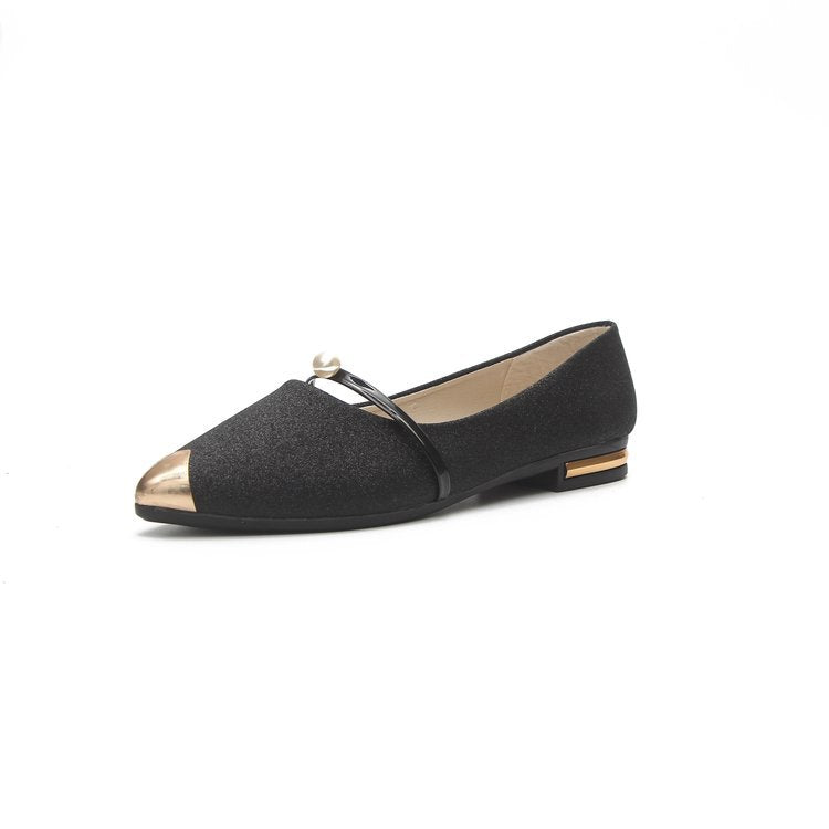 Damen nan elegante Glitzer-Slipper mit spitzer Metallkappe, perlenbesetztem Spannriemen und flachem Absatz Echo Archiv