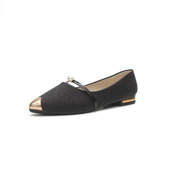 Damen nan elegante Glitzer-Slipper mit spitzer Metallkappe, perlenbesetztem Spannriemen und flachem Absatz Echo Archiv