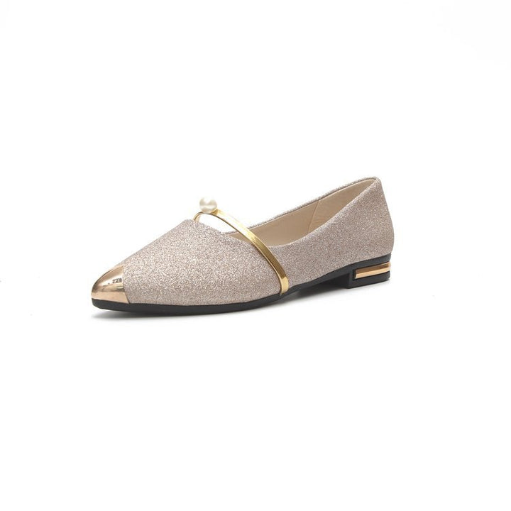 Damen nan elegante Glitzer-Slipper mit spitzer Metallkappe, perlenbesetztem Spannriemen und flachem Absatz Echo Archiv