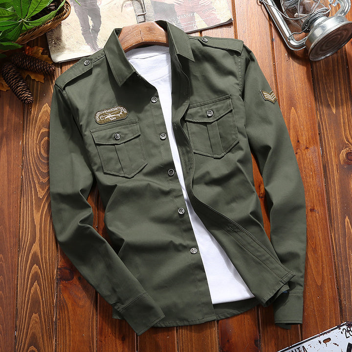Herren Utility-Hemdjacke mit Brusttaschen und Schulterklappen Echo Archiv