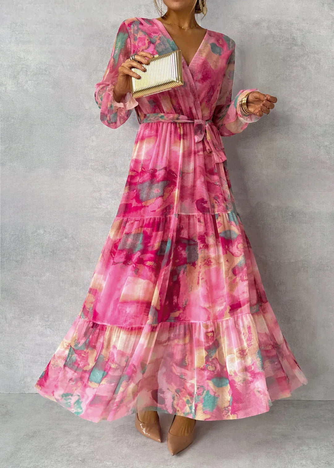 Echoarchiv | Elegantes Langärmeliges Maxikleid mit Blumenmuster