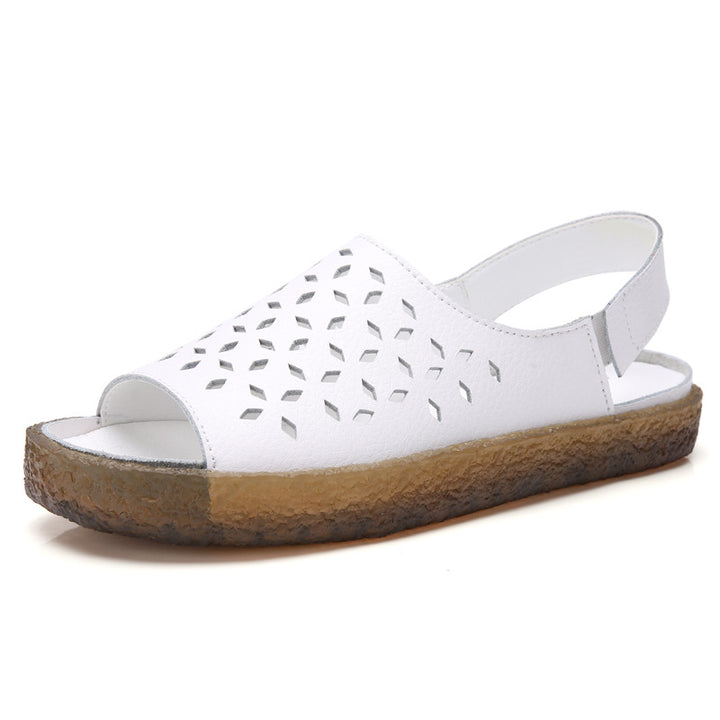 Damen nan perforierte Leder-Sandalette mit offenem Zehenbereich, anatomischem Komfortfußbett und stoßdämpfender Kautschuksohle Echo Archiv