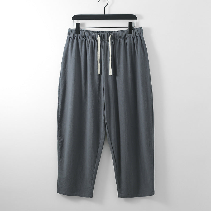 Unisex Leichte Baumwoll-Leinen Freizeithose mit elastischem Bund und Tunnelzug Echoarchiv