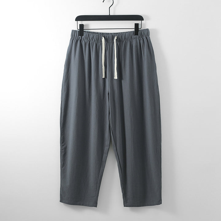 Unisex Leichte Baumwoll-Leinen Freizeithose mit elastischem Bund und Tunnelzug Echoarchiv