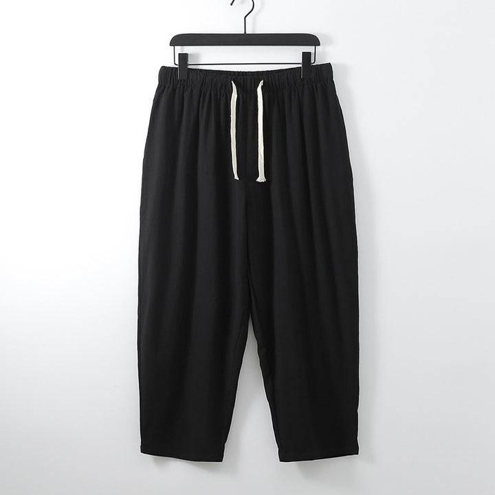 Unisex Leichte Baumwoll-Leinen Freizeithose mit elastischem Bund und Tunnelzug Echoarchiv
