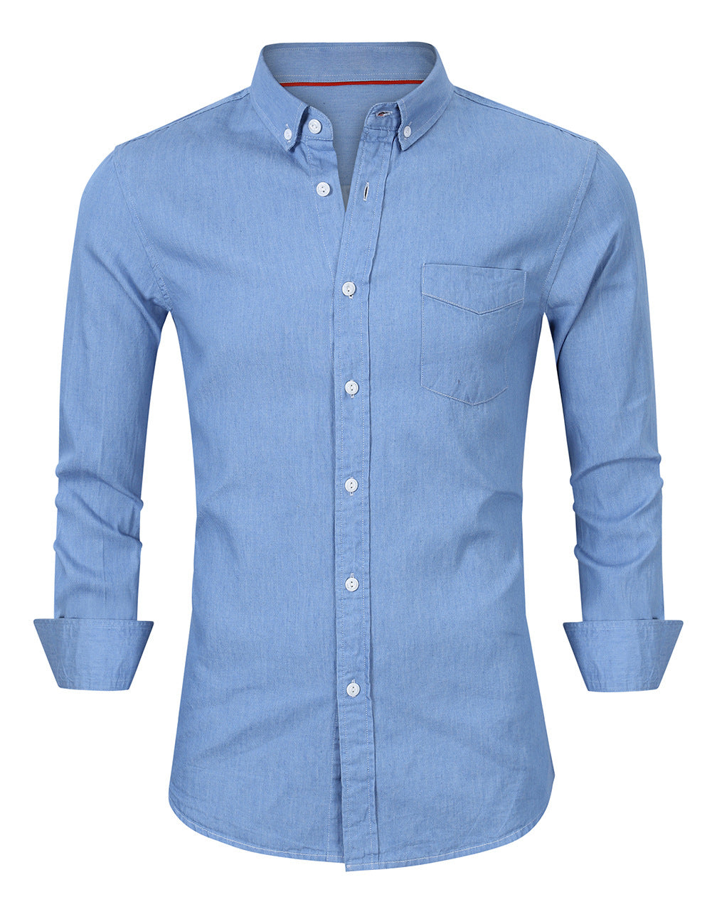 Herren Elegantes Denimhemd mit modischem Schnitt und praktischer Brusttasche Echoarchiv