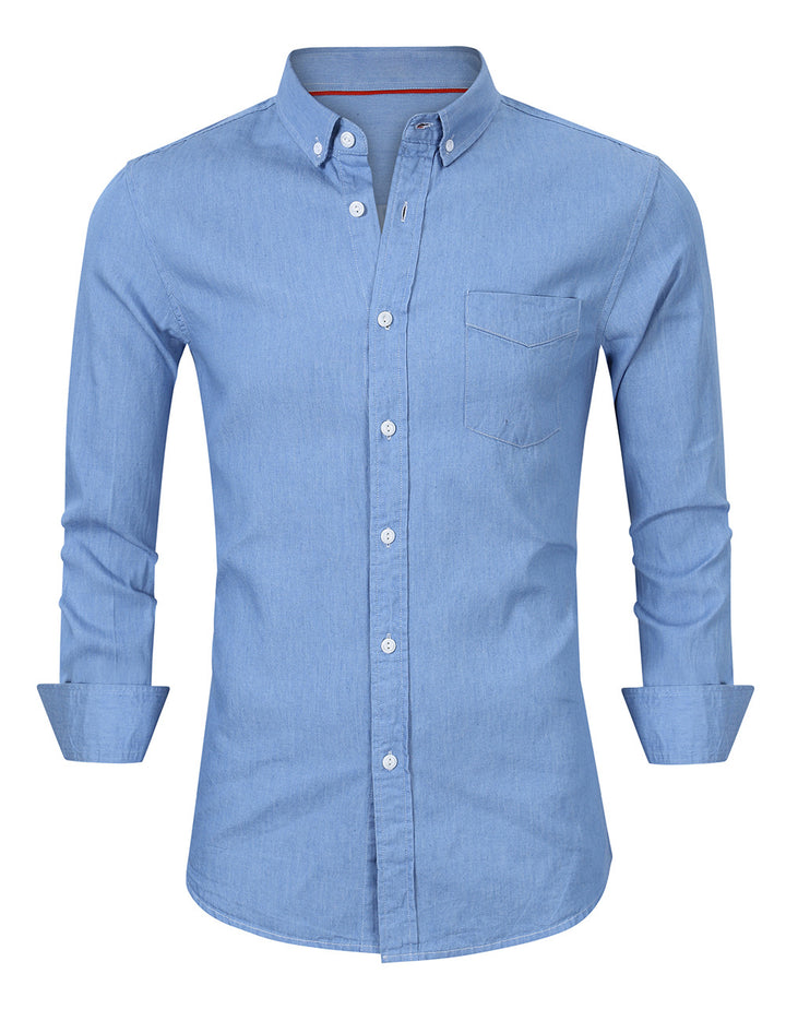 Herren Elegantes Denimhemd mit modischem Schnitt und praktischer Brusttasche Echoarchiv