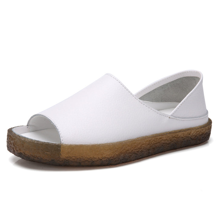 Damen nan perforierte Leder-Sandalette mit offenem Zehenbereich, anatomischem Komfortfußbett und stoßdämpfender Kautschuksohle Echo Archiv