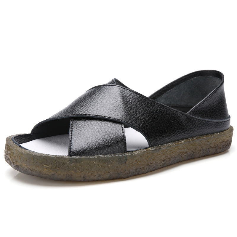 Damen nan perforierte Leder-Sandalette mit offenem Zehenbereich, anatomischem Komfortfußbett und stoßdämpfender Kautschuksohle Echo Archiv