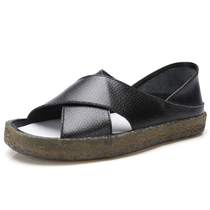 Damen nan perforierte Leder-Sandalette mit offenem Zehenbereich, anatomischem Komfortfußbett und stoßdämpfender Kautschuksohle Echo Archiv