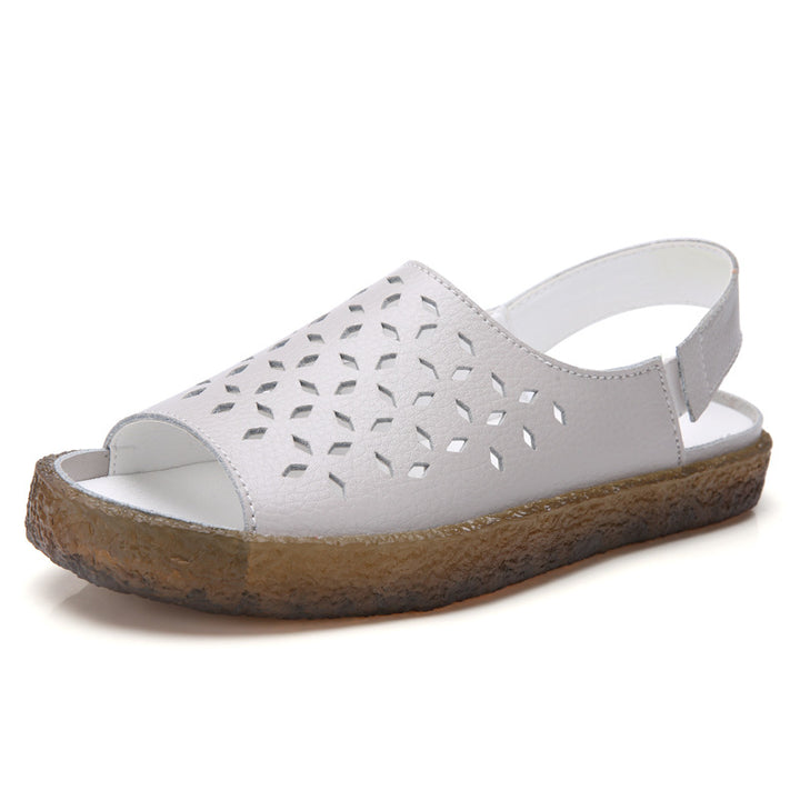 Damen nan perforierte Leder-Sandalette mit offenem Zehenbereich, anatomischem Komfortfußbett und stoßdämpfender Kautschuksohle Echo Archiv
