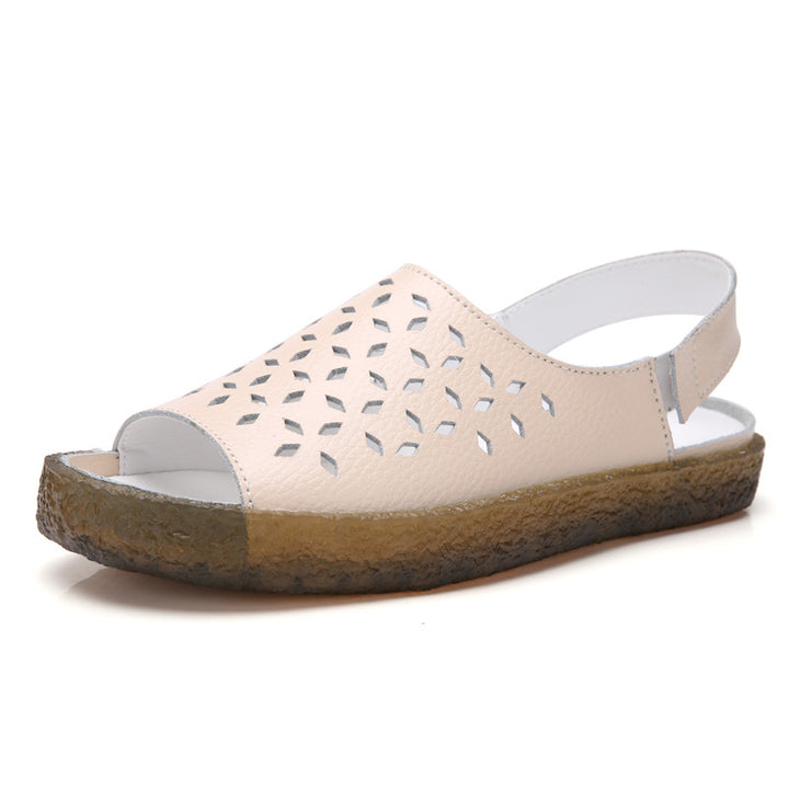 Damen nan perforierte Leder-Sandalette mit offenem Zehenbereich, anatomischem Komfortfußbett und stoßdämpfender Kautschuksohle Echo Archiv