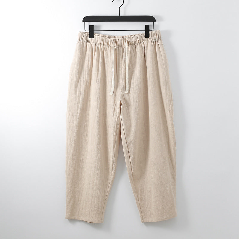 Unisex Leichte Baumwoll-Leinen Freizeithose mit elastischem Bund und Tunnelzug Echoarchiv