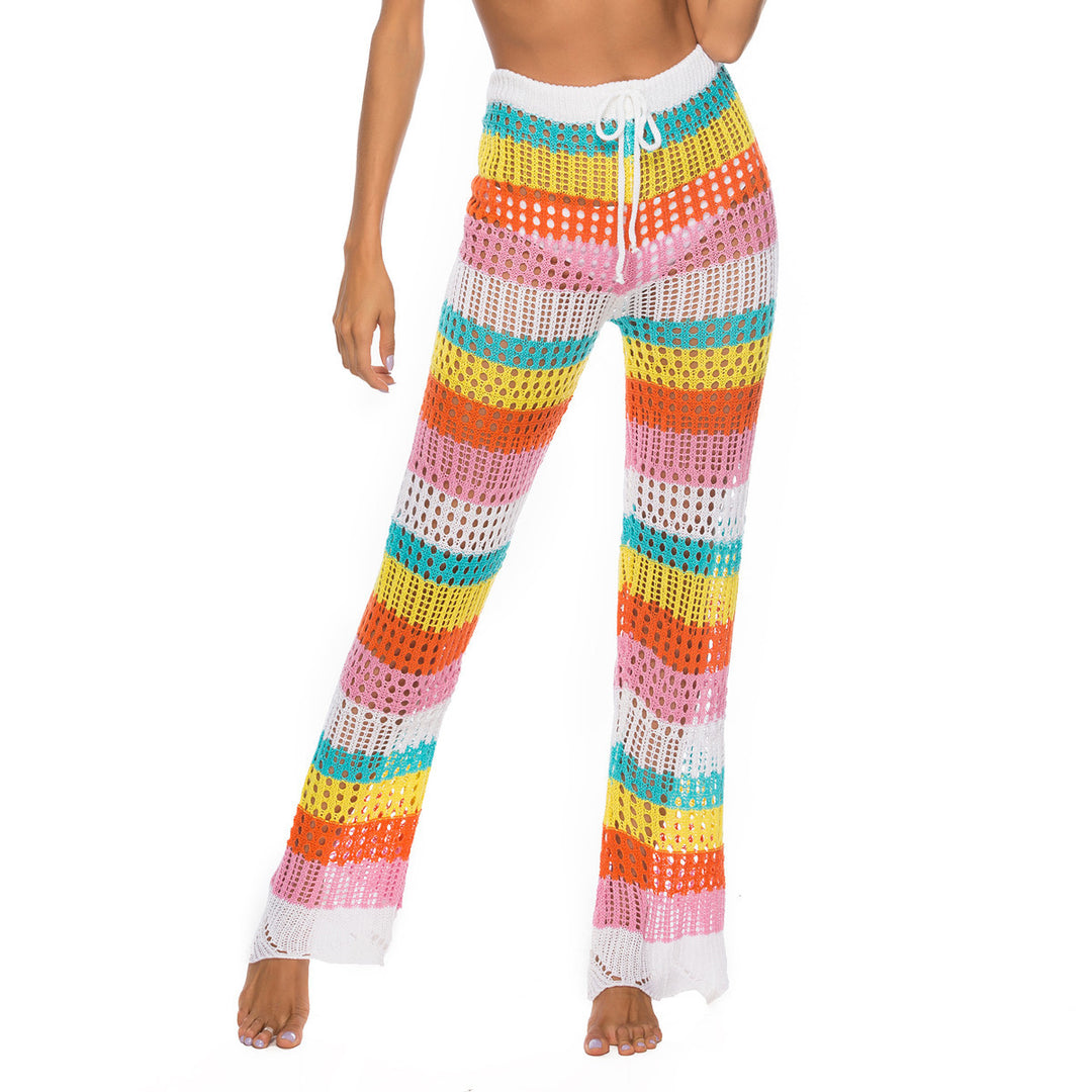Damen luftige Häkel-Strickhose im modernen Farbblockdesign Echo Archiv