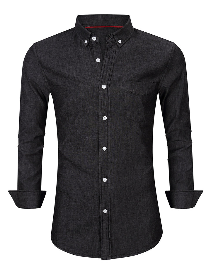Herren Elegantes Denimhemd mit modischem Schnitt und praktischer Brusttasche Echoarchiv